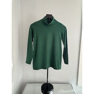 J.Jill Luxe Supima Soft Stretch Turtleneck Tunic Top Green XS Petite Cozy‎ Chic